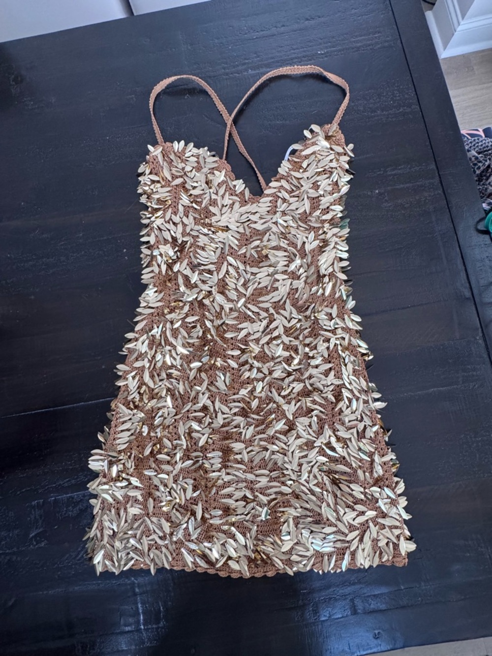 Retrofete Gold Sequin Mini Dress